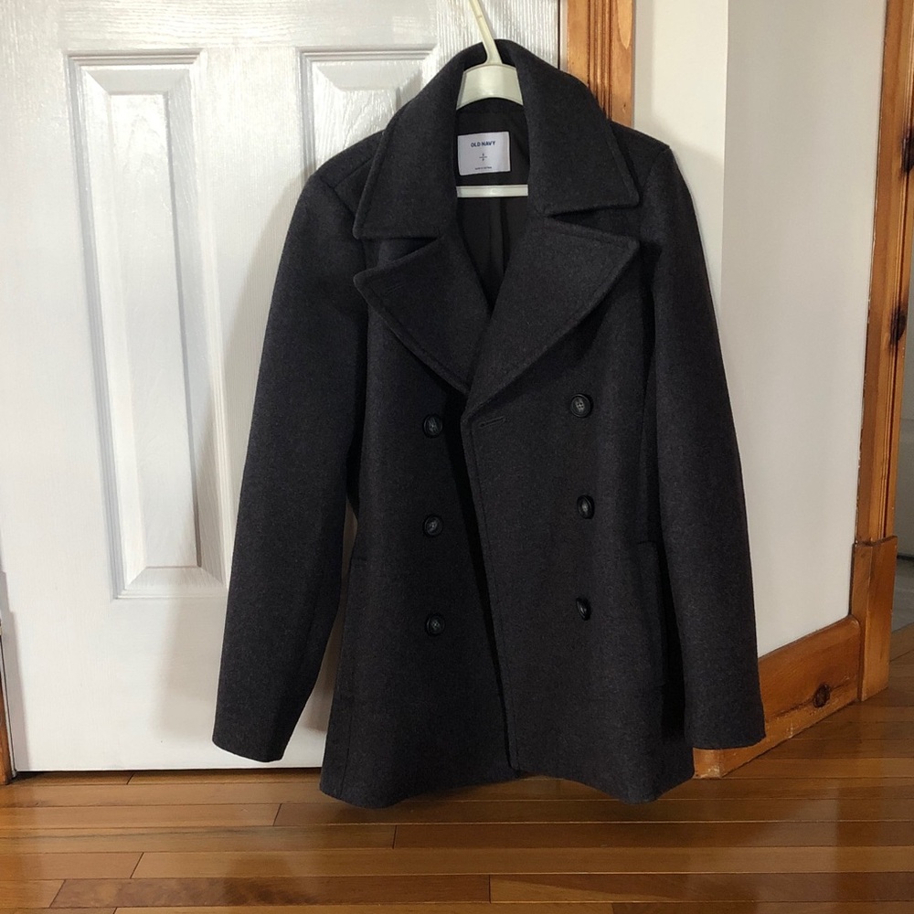 Old Navy Women's Charcoal Gray Double-Breasted Pea Coat